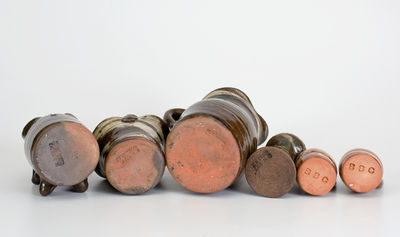 Six Pieces of Burlon B. Craig, Vale, NC Alkaline-Glazed Stoneware