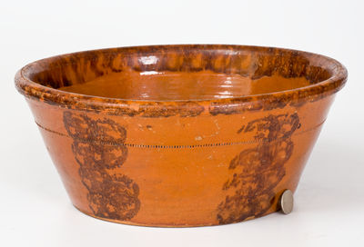 Large Manganese-Decorated Philadelphia Redware Bowl, attrib. Thomas Haig or James / Thomas Haig, Jr.