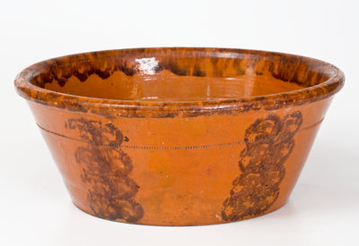 Large Manganese-Decorated Philadelphia Redware Bowl, attrib. Thomas Haig or James / Thomas Haig, Jr.