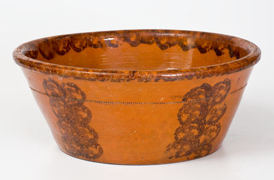 Large Manganese-Decorated Philadelphia Redware Bowl, attrib. Thomas Haig or James / Thomas Haig, Jr.