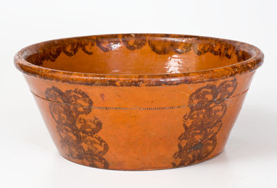 Large Manganese-Decorated Philadelphia Redware Bowl, attrib. Thomas Haig or James / Thomas Haig, Jr.