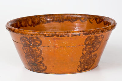 Large Manganese-Decorated Philadelphia Redware Bowl, attrib. Thomas Haig or James / Thomas Haig, Jr.