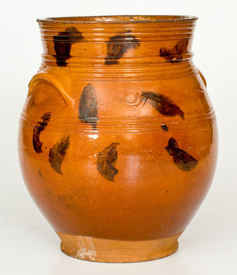 Manganese-Decorated Norwalk, CT Redware Jar, second quarter 19th century.