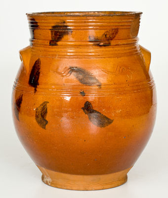 Manganese-Decorated Norwalk, CT Redware Jar, second quarter 19th century.