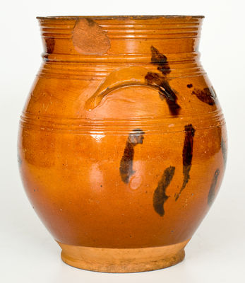 Manganese-Decorated Norwalk, CT Redware Jar, second quarter 19th century.