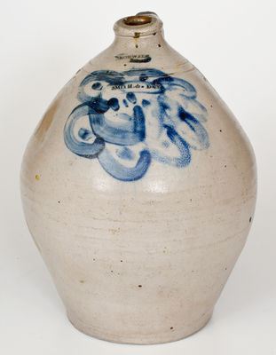 Exceptional SMITH & DAY / NORWALK Three-Gallon Stoneware Jug w/ Elaborate Cobalt Decoration