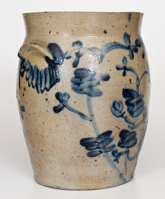 Two-Gallon Baltimore Stoneware Jar w/ Elaborate Cobalt Floral Decoration, c1825