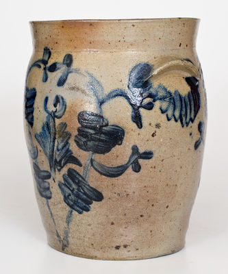 Two-Gallon Baltimore Stoneware Jar w/ Elaborate Cobalt Floral Decoration, c1825