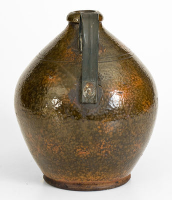 Copper-Glazed New England Redware Jug w/ Make-Do Handle, late 18th or early 19th century