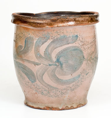 Very Rare J. BELL (John Bell, Chambersburg or Waynesboro, PA) Tin-Glazed Redware Jar w/ Profuse Decoration