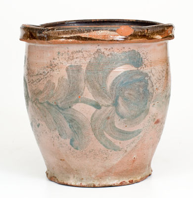 Very Rare J. BELL (John Bell, Chambersburg or Waynesboro, PA) Tin-Glazed Redware Jar w/ Profuse Decoration