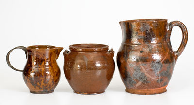 Three Glazed Pennsylvania Redware Articles