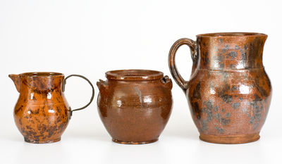 Three Glazed Pennsylvania Redware Articles