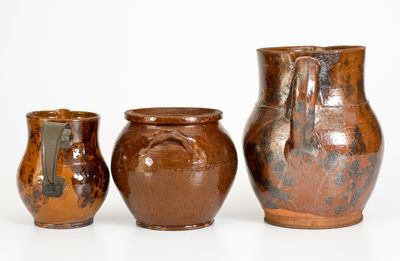 Three Glazed Pennsylvania Redware Articles