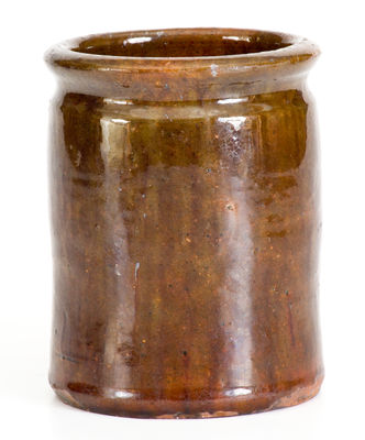 Glazed JOHN BELL (Waynesboro, PA) Redware Jar, circa 1840-80