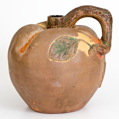 Rare Apple-Form Rustic Ware Cider Jug, American, late 19th century