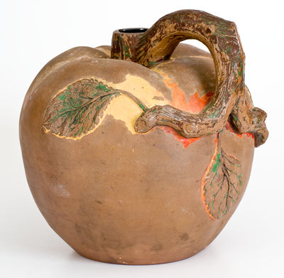 Rare Apple-Form Rustic Ware Cider Jug, American, late 19th century