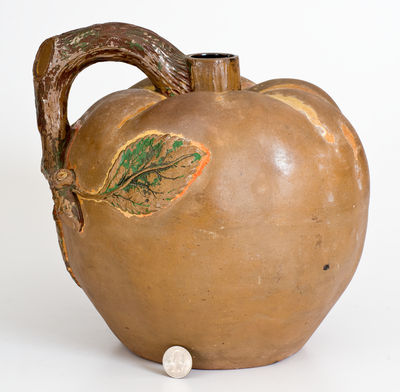 Rare Apple-Form Rustic Ware Cider Jug, American, late 19th century