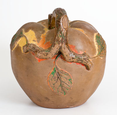 Rare Apple-Form Rustic Ware Cider Jug, American, late 19th century