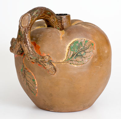 Rare Apple-Form Rustic Ware Cider Jug, American, late 19th century