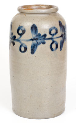 Two-Gallon attrib. Henry Harrison Remmey, Philadelphia, PA Stoneware Jar, c1830