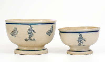 Two Molded Stoneware Bowls, attrib. White's Pottery, Utica, New York, late 19th century