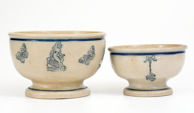 Two Molded Stoneware Bowls, attrib. White s Pottery, Utica, New York, late 19th century