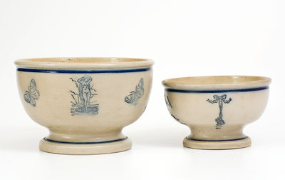 Two Molded Stoneware Bowls, attrib. White s Pottery, Utica, New York, late 19th century