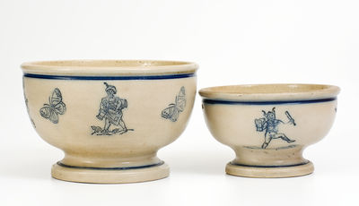 Two Molded Stoneware Bowls, attrib. White's Pottery, Utica, New York, late 19th century