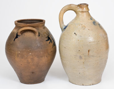 Two Pieces of Northeastern U.S. Cobalt-Decorated Stoneware, 19th century