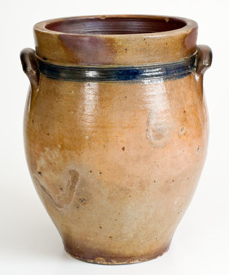 C. CROLIUS / MANUFACTURER / NEW-YORK Cobalt-Decorated Stoneware Jar