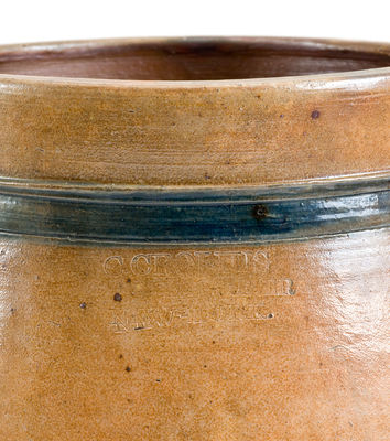 C. CROLIUS / MANUFACTURER / NEW-YORK Cobalt-Decorated Stoneware Jar