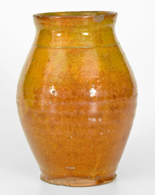 Fine Glazed NY State Redware Jar, second quarter 19th century