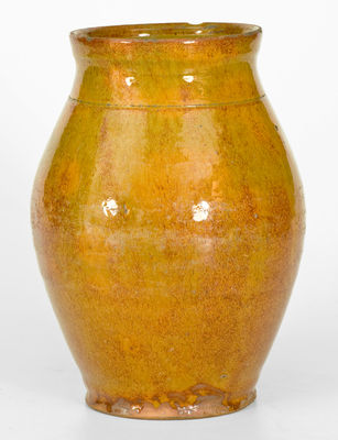 Fine Glazed NY State Redware Jar, second quarter 19th century