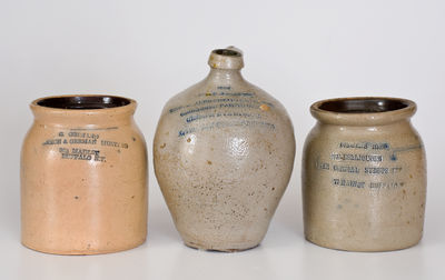 Three Small-Sized Pieces of Buffalo, NY Advertising Stoneware, 19th centuy