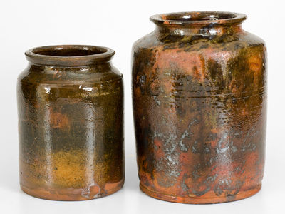 Two Glazed Northeastern U.S. Redware Jars, circa 1840