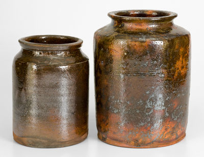 Two Glazed Northeastern U.S. Redware Jars, circa 1840