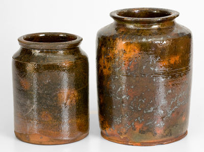 Two Glazed Northeastern U.S. Redware Jars, circa 1840