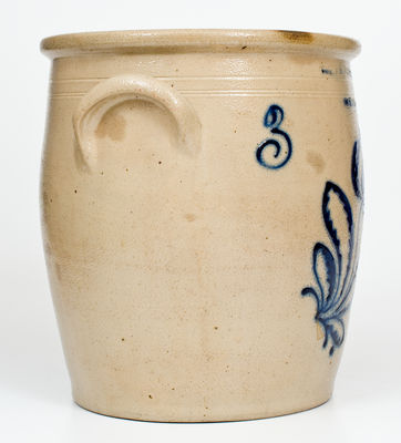 3 Gal. T. HARRINGTON / LYONS Stoneware Jar w/ Elaborate Slip-Trailed Floral Decoration
