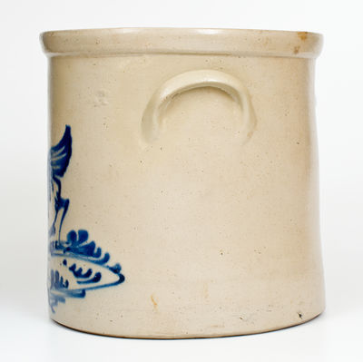 Five-Gallon New York Stoneware Crock with Pecking Chicken Decoration