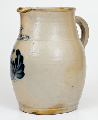 2 Gal. COWDEN & WILCOX / HARRISBURG, PA Stoneware Pitcher w/ Floral Decoration