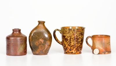 Four Small Glazed American Redware Articles, 19th century