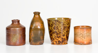 Four Small Glazed American Redware Articles, 19th century