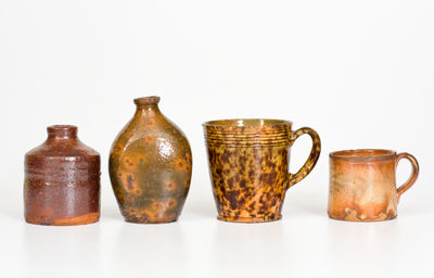 Four Small Glazed American Redware Articles, 19th century