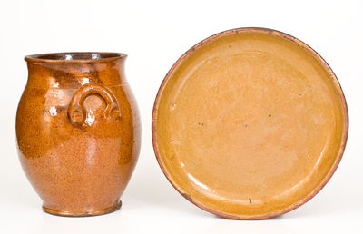 Two Pieces of Glazed NY State Redware, 19th century