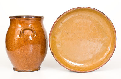 Two Pieces of Glazed NY State Redware, 19th century