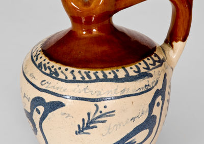 Extremely Rare Fulper (Flemington, NJ) Stoneware Puzzle Jug with Bird Decoration, 1917