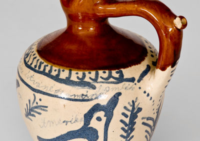 Extremely Rare Fulper (Flemington, NJ) Stoneware Puzzle Jug with Bird Decoration, 1917