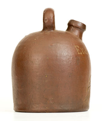 Scarce Mahoning County, Ohio Stoneware Harvest Jug w/ Incised Bird, 