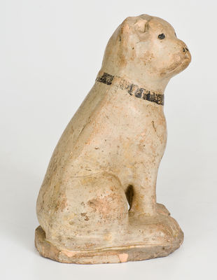 Cold-Painted Stoneware Dog Bank, Midwestern origin, possibly Indiana